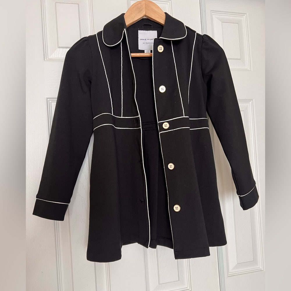 Janie and Jack Girls Black Ponte Long Jacket size 7 to 8